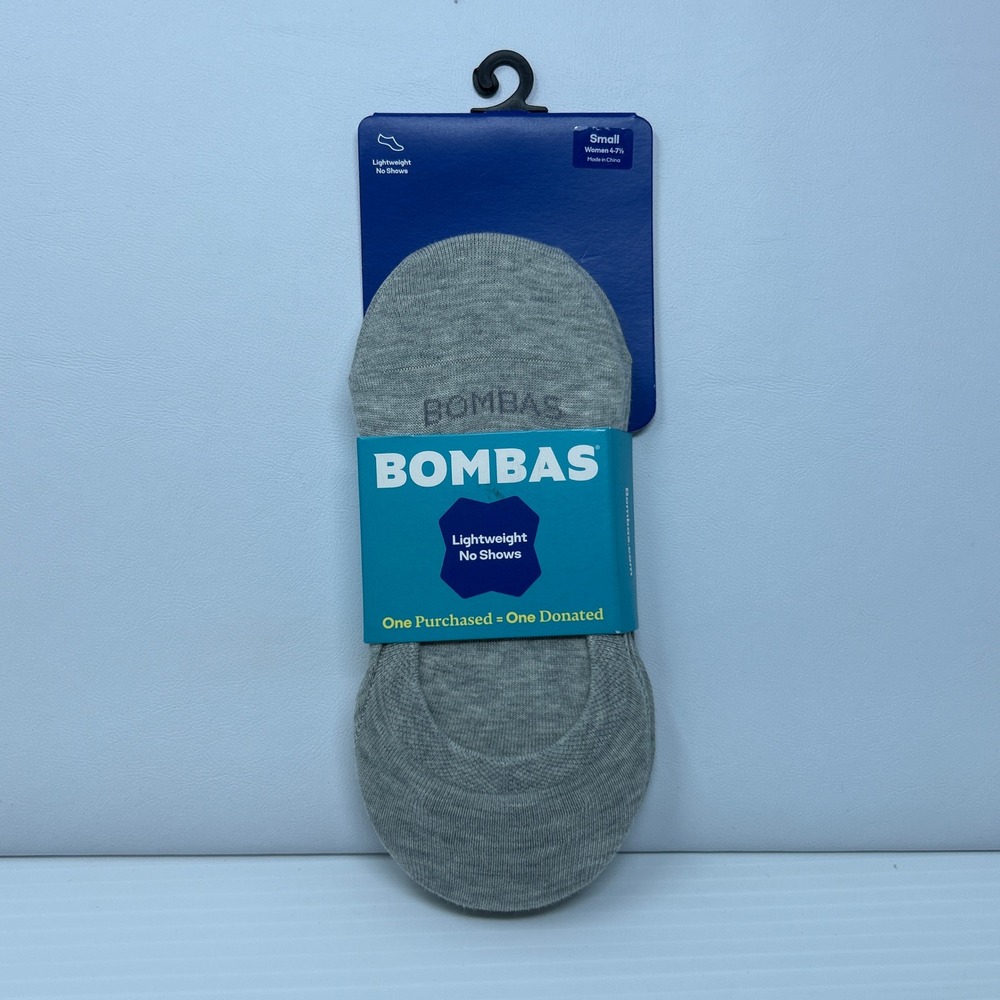 Bombas Womens Small Grey Lightweight No Show Socks NWT